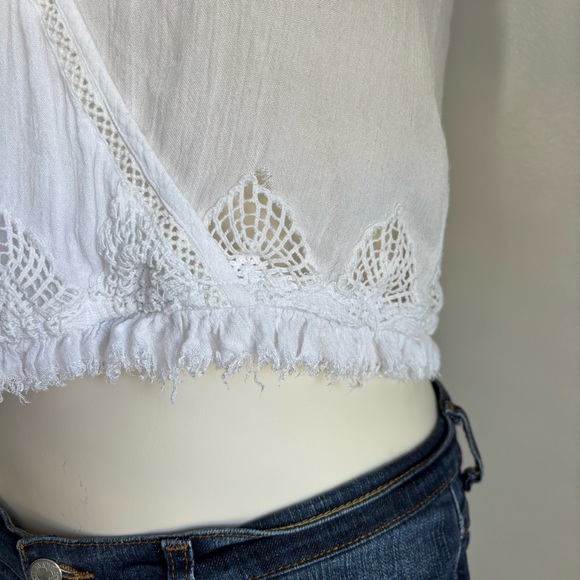 Amuse society white wrap-style camisole with lace trim - Picture 3 of 4